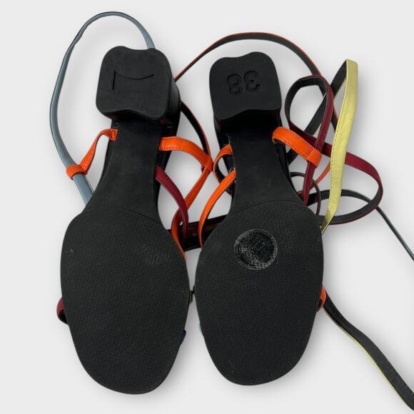 Camper Twins Lace-Up Multicolor Leather Strappy Sandals Size 38 - Picture 9 of 9